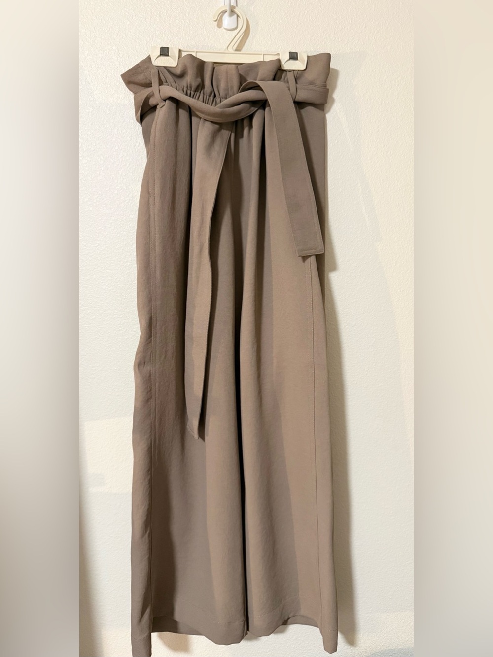 Aritzia High-Waist Paperbag Trousers in Taupe